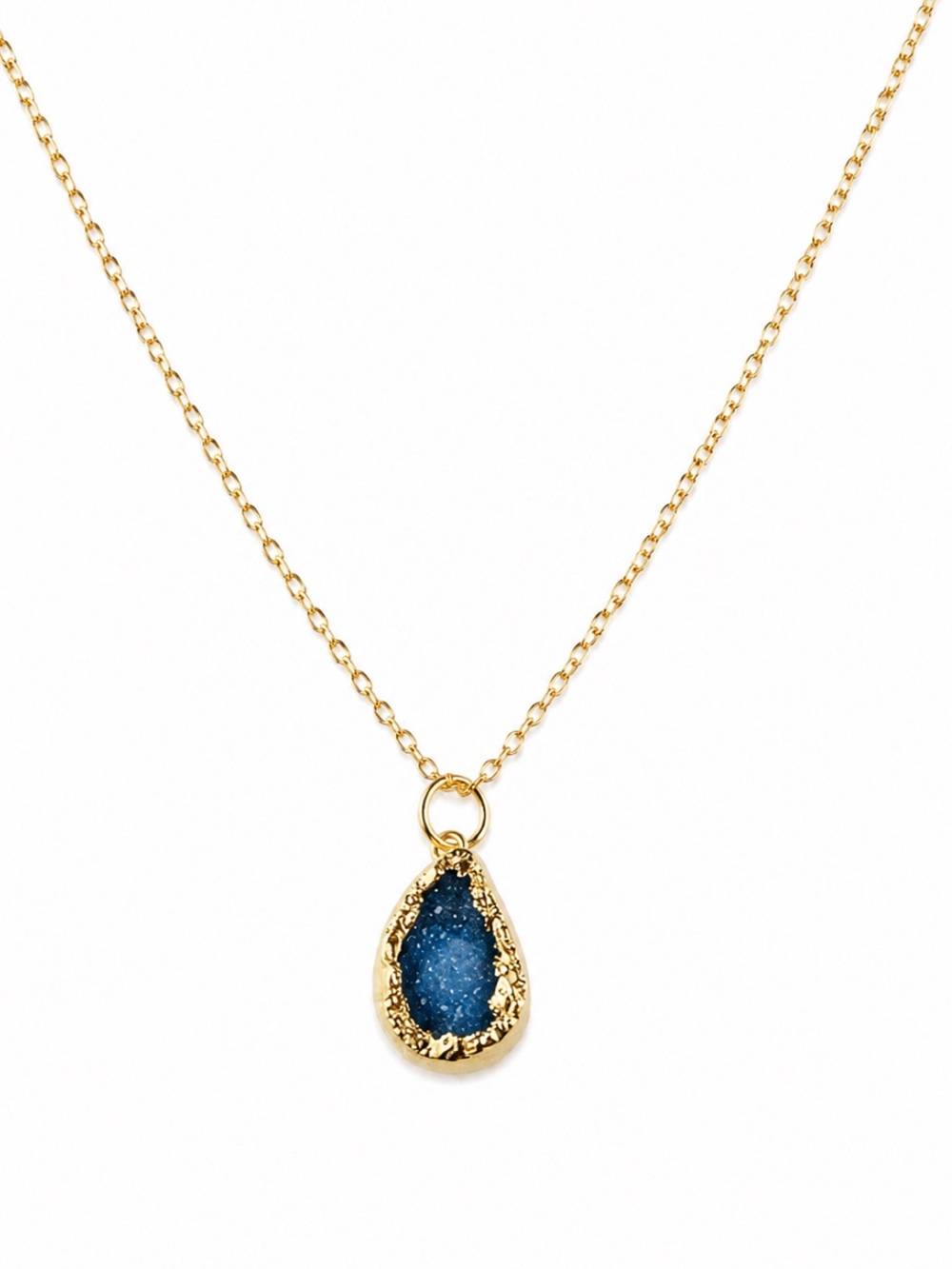 Blue Sugar Druzy Gold Necklace